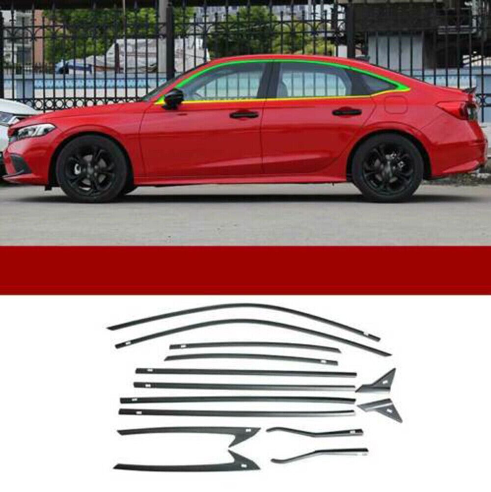 14x for Honda for Civic Sedan 22-23 Carbon Steel Full Window Strip Sill Molding Trim