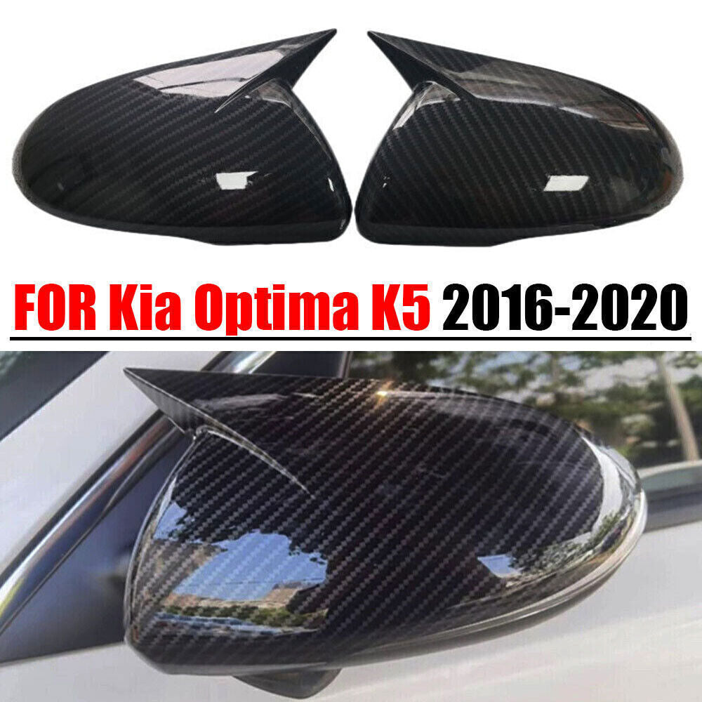 Carbon Fiber Horn Side Rear View Mirror Cover Trim Cap for Kia Optima K5 16-20