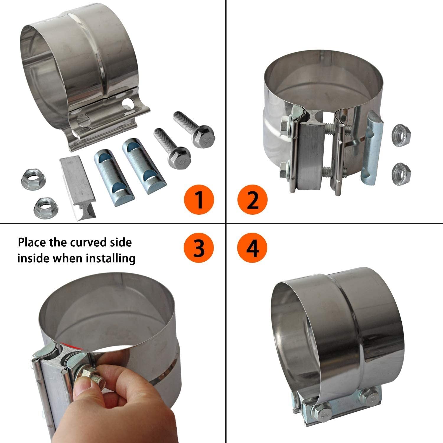 2X5 inch Stainless Steel 304 Lap Joint Clamp Heavy Duty Exhaust Band Clamp Pipe