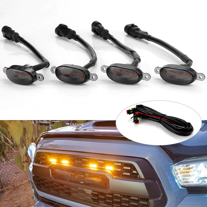 4x Smoke Lens Amber LED Front Grill Running Light Fit for Ford F150 Style