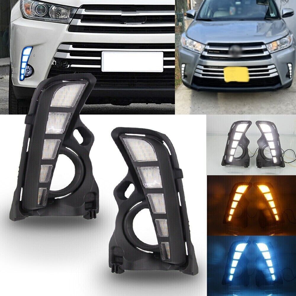 for Toyota Highlander 2017-2019 LED DRL Daytime Running Lights Driving Fog Lamps