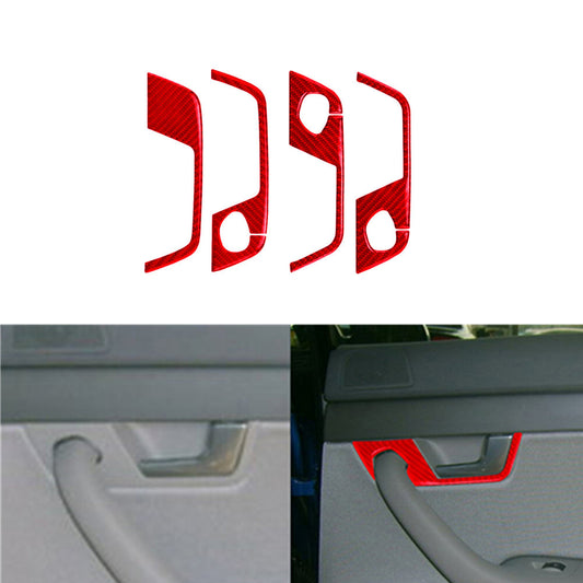 Red Carbon Fiber Interior Door Inner Panel Trim Strip for Audi for A4 S4 2005-2008