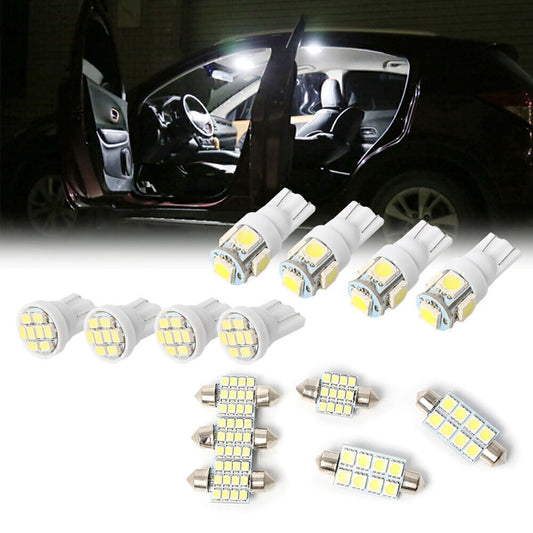 14x Car White LED Lights Interior Package Fit T10 31mm Map Dome + License Plate
