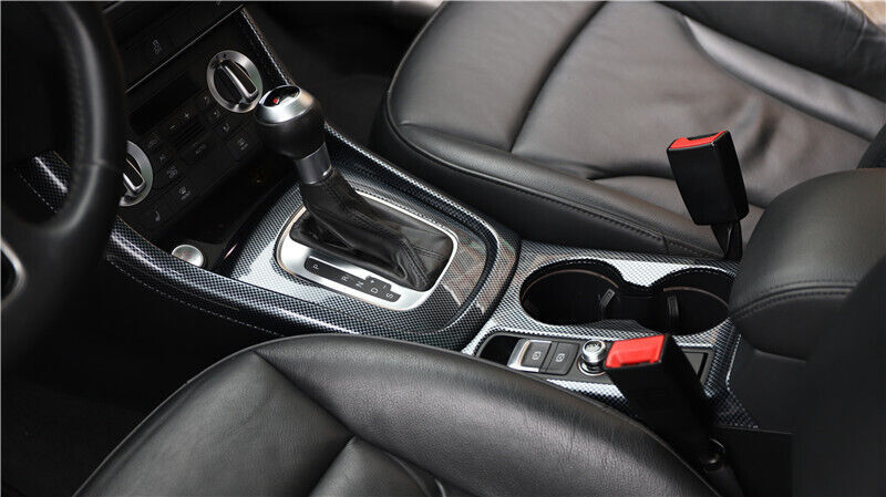 Car Middle Console Drinking Glass Trim Fit for Audi Q3 13-18 Black Carbon Fiber