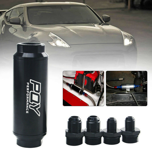 Racing Inline Aluminum Oil Fuel Filter AN6 AN8 Fitting With 100 Micron Filter