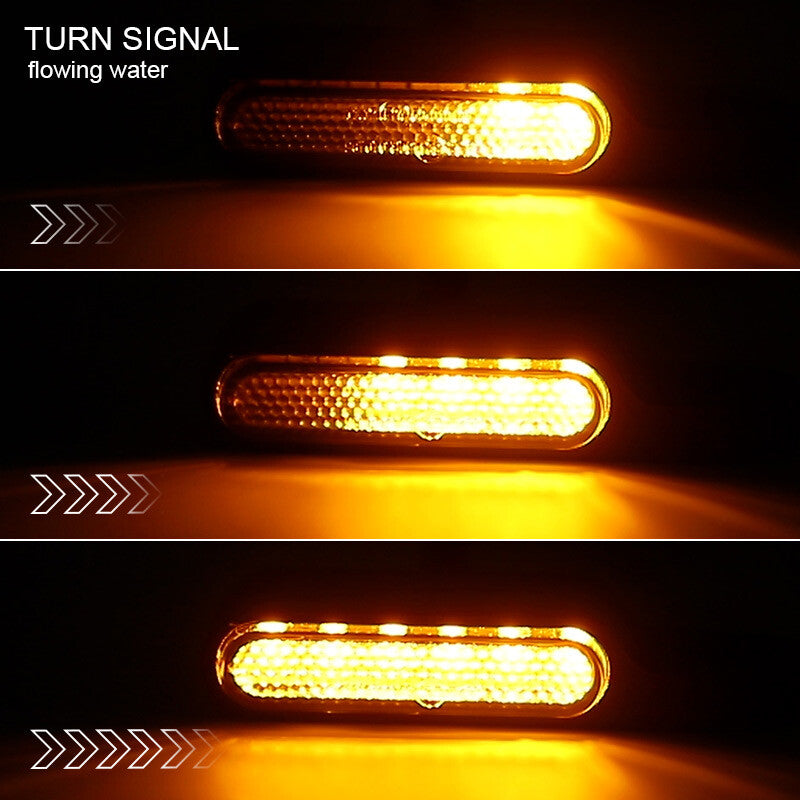 2X Sequential Flowing Motorcycle LED Turn Signal Light Blinker Amber+White DRL