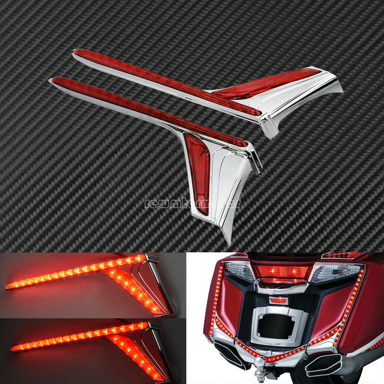 Red LED Vertical Rear Brake Light Strips Fit For GL1800 2012-2017 F6B 2013-2016