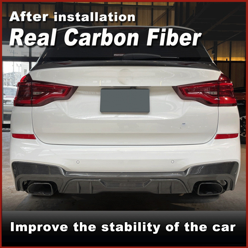 for BMW X3 G01 M40i Sport 2018-2019 REAL Carbon Rear Bumper Diffuser Lip Spoiler
