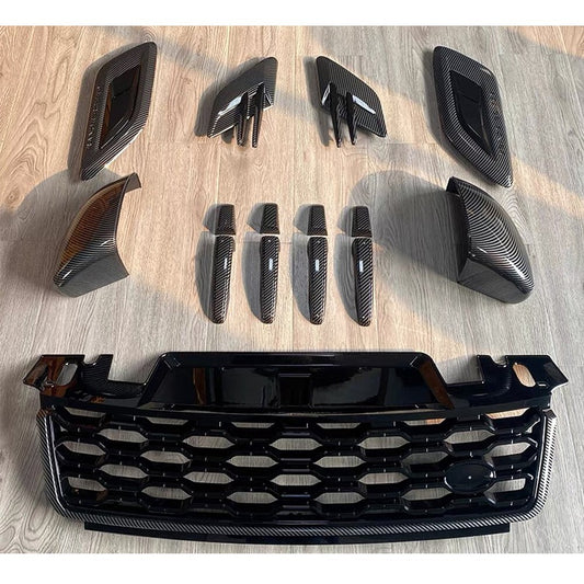Carbon Fiber Style Front Grille+Body Kits Trim for Range Rover Sport 2018-2022