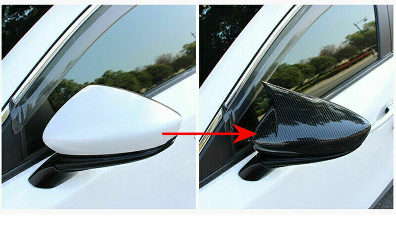 2P for Mazda 3 Axela 19-23 Carbon Color OX Side Horn Rearview Mirror Cover Trims