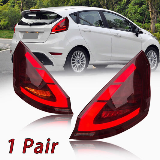1 pair of LED taillights, 2014-2019 for Ford Fiesta hatchback, LED tubes with red lenses