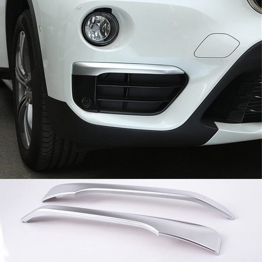 Silver ABS Front Fog Light Lamp Strip Cover for BMW X1 F48 2016-2019 Accessories