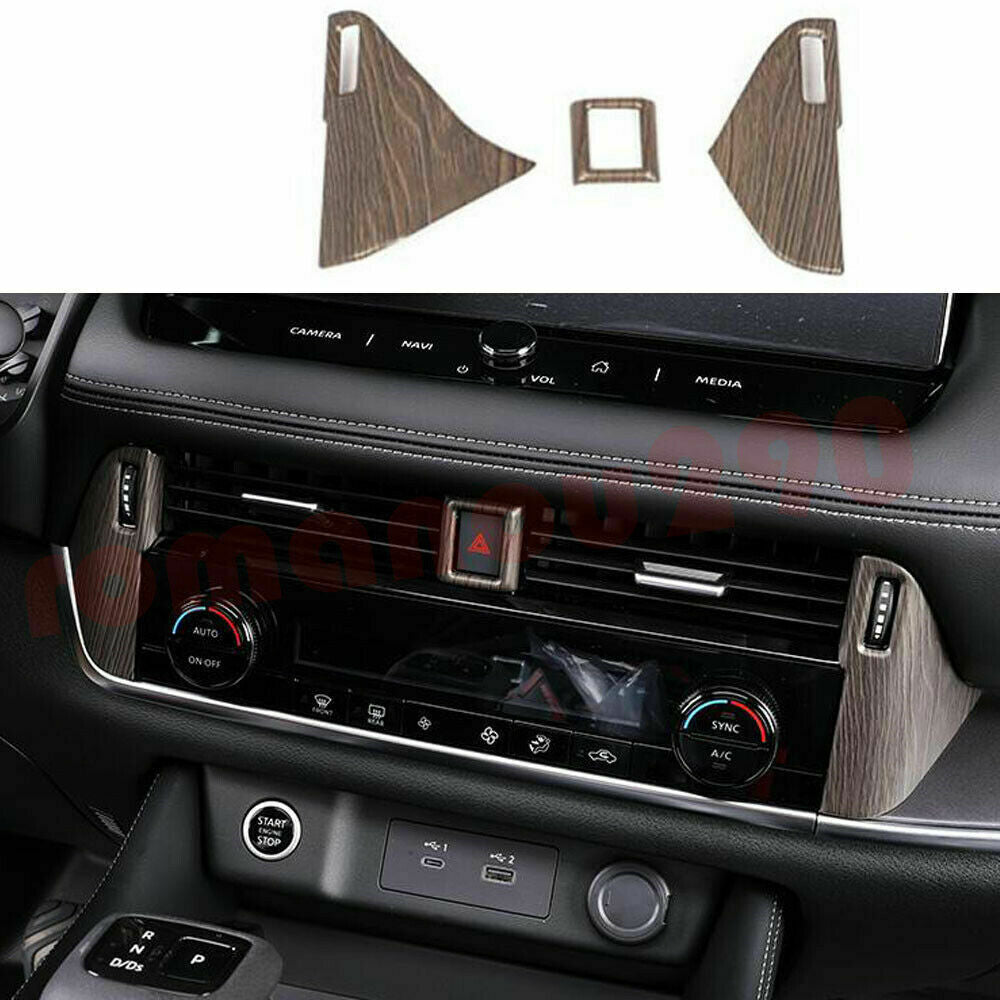 9 for Nissan Rogue 2021-2023 Wood Grain ABS Inner Dashboard Decor Kit Cover Trim