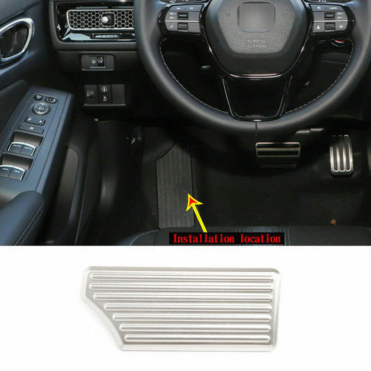 for Honda for Civic 22-2024 Silver Driver Left Foot Rest Pedal Plate Cover Trim 1PC