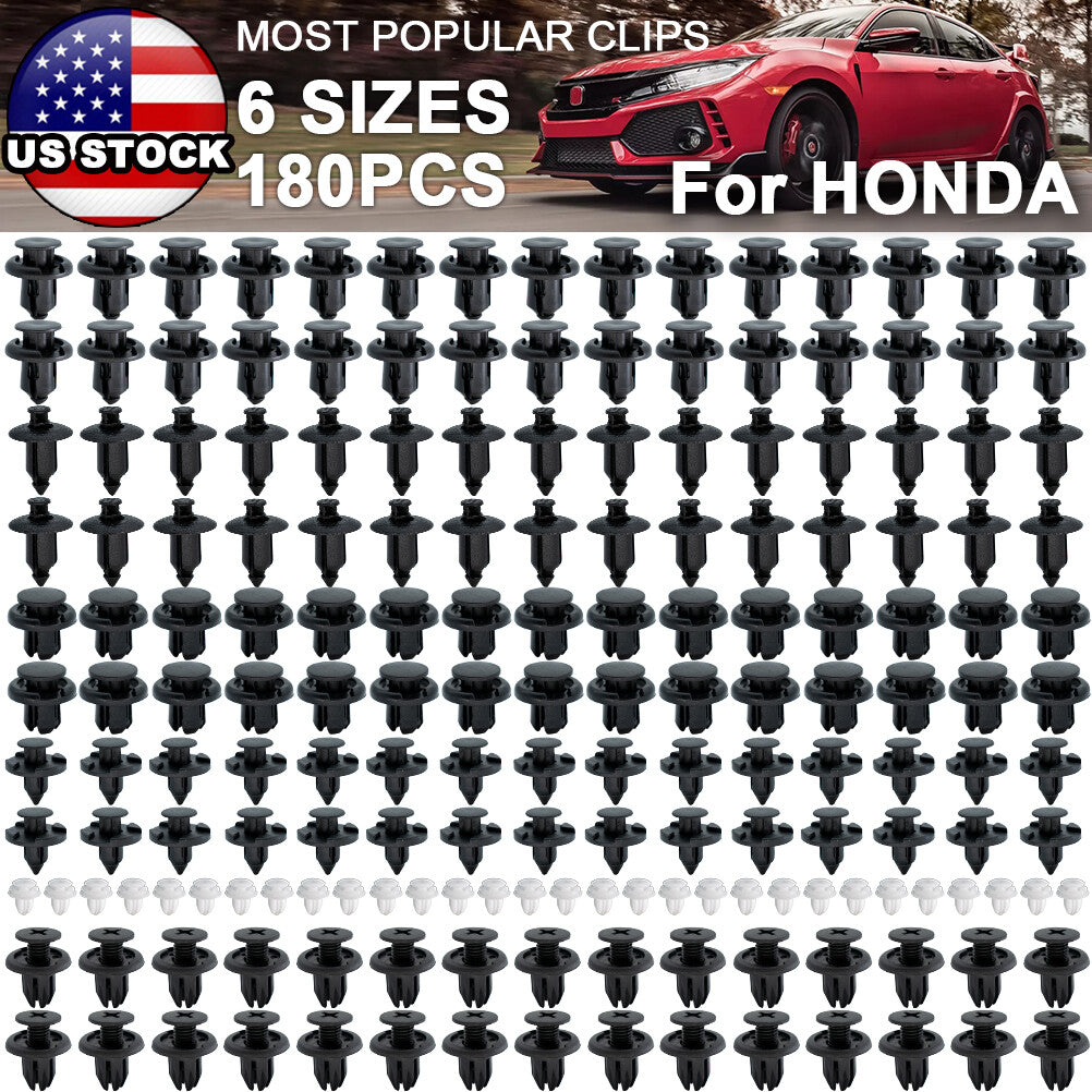 Trim Panel Clips Bumper Fender Fastener Push Rivets for HONDA for CIVIC ACCORD 180Pc