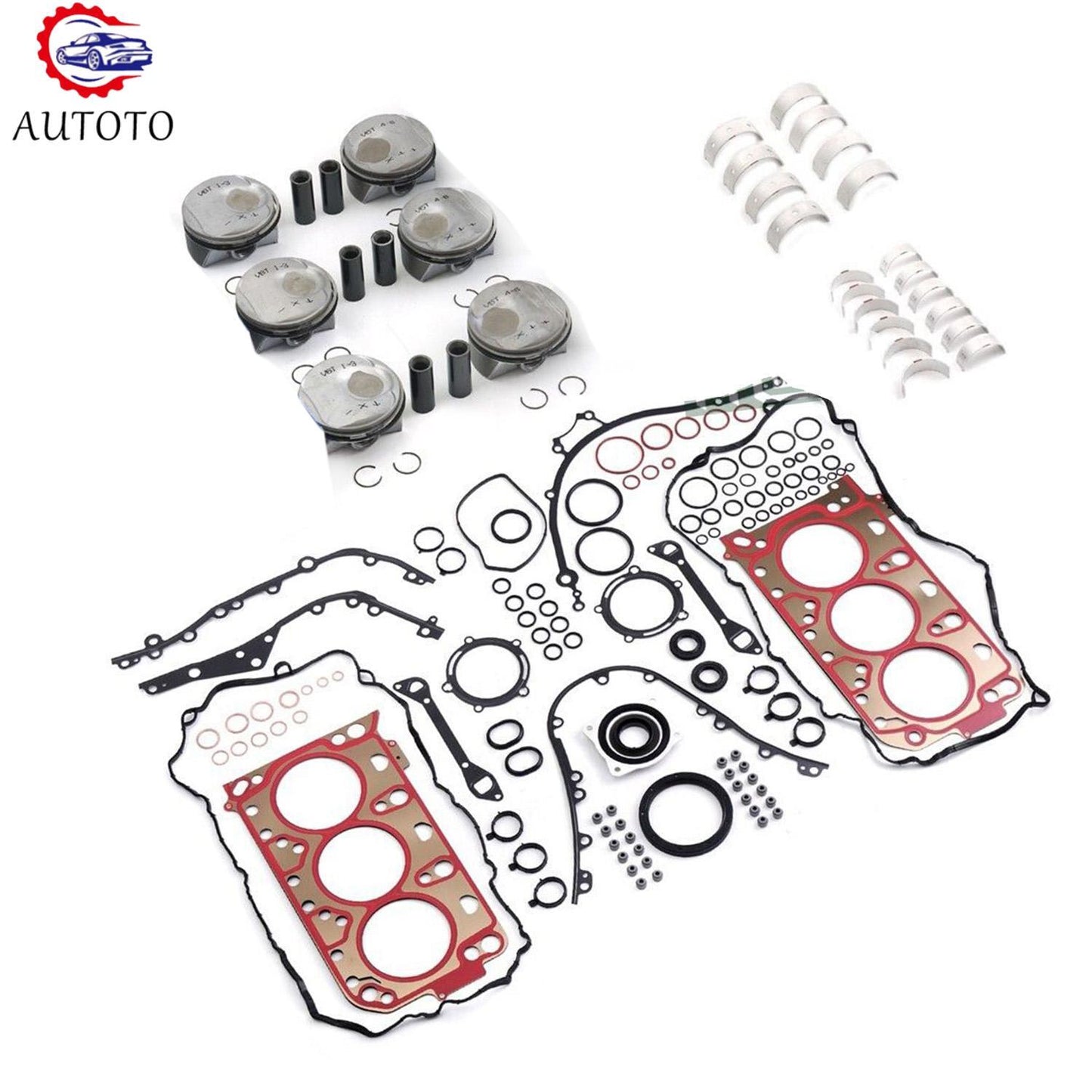 Engine Rebuild Overhaul Kit - Main Bearings Pistons Rings Set Fits for Porsche
