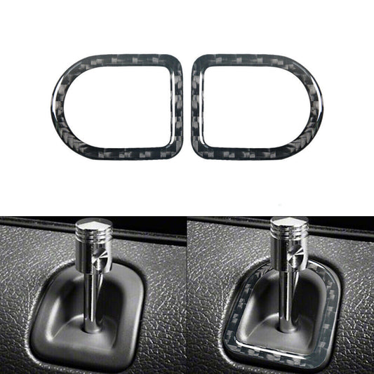 2Pcs Carbon Fiber Door Locker Decorative Cover Trim for Ford for Mustang 2005-2009
