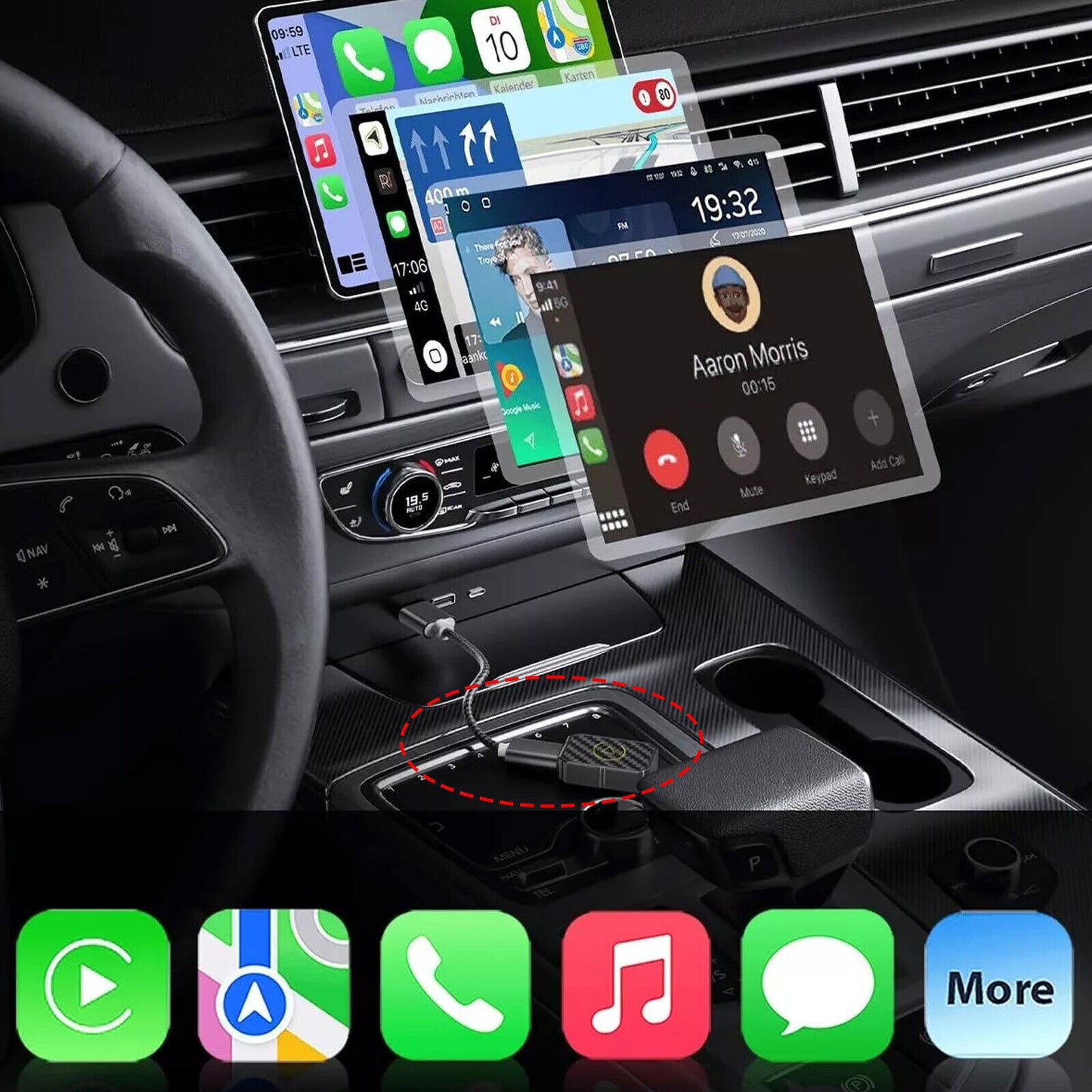 for Mini Wireless Car Play Adapter for Apple Plug Play Low Latency Converts Wire2g
