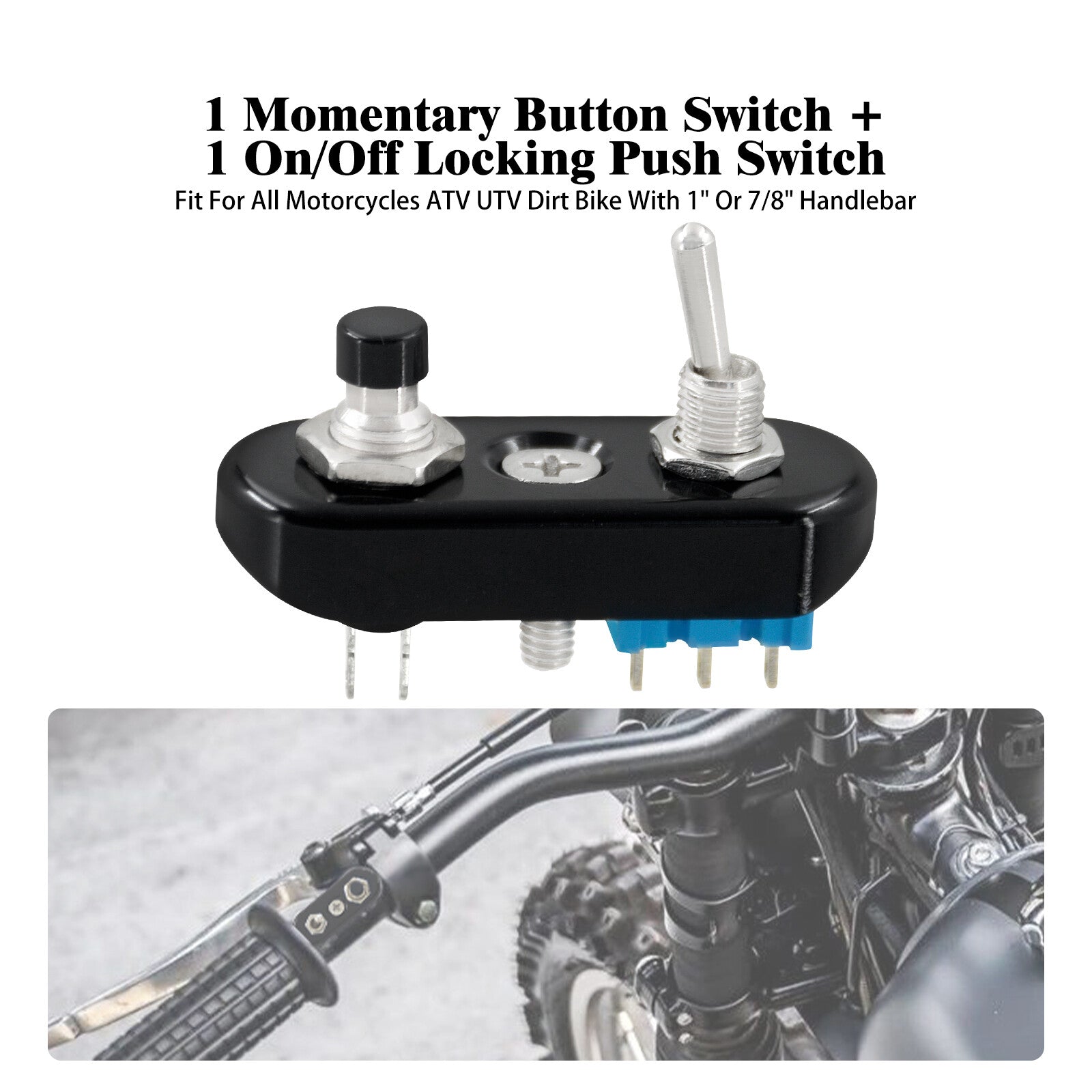 Black for Mini Control Toggle Push Switch ON/OFF Button For Universal 1 Handlebar