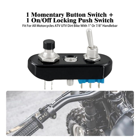 Black for Mini Control Toggle Push Switch ON/OFF Button For Universal 1 Handlebar