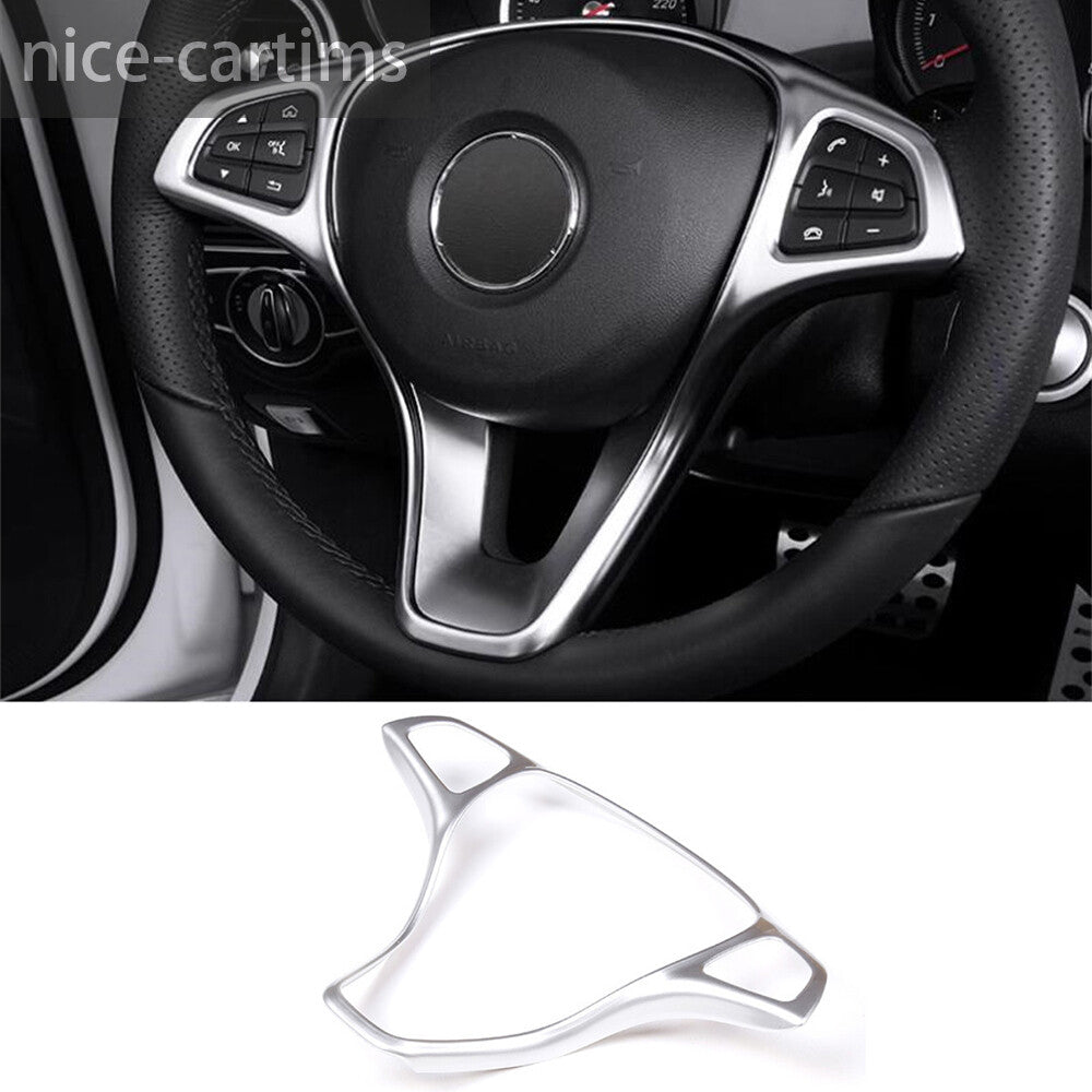 Silver Steering Wheel Trim for Benz C E GLC GLA CLA Class W205 W213 X253 2015-19