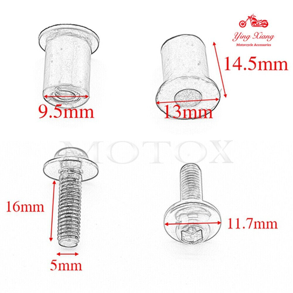 10PCS Windscreen Windshield Bolt Screw Kit Fit For ZZR600/1100 -X300 1000