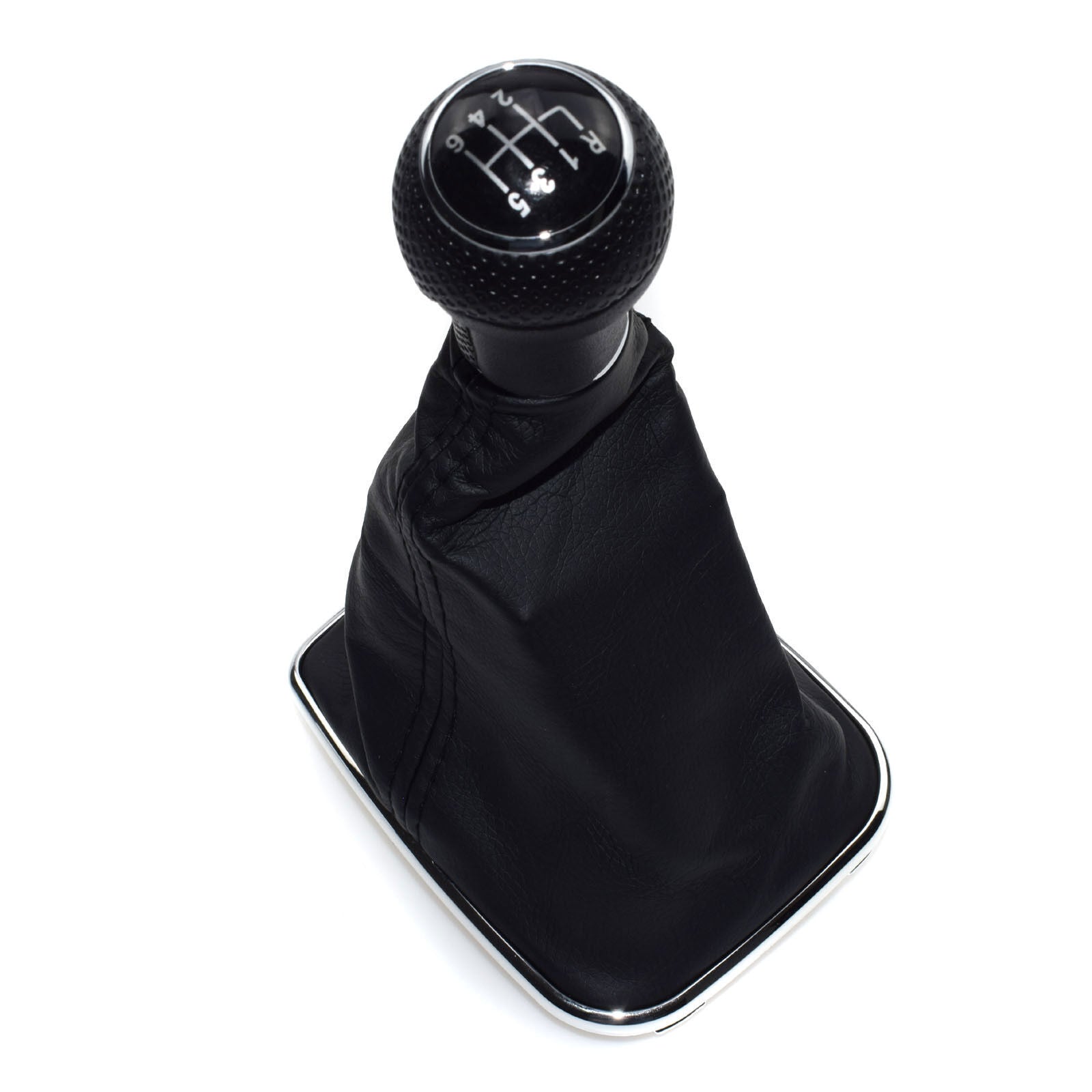 for VW for Golf for Jetta 98-05 New Chrome Gear Shift Leather 6 Speed knob Boot Fit 1pc