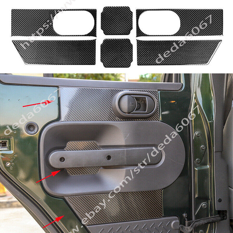 for Jeep for Wrangler JK 2007-2010 Carbon Fiber Interior Rear Door Panel Decor Cover