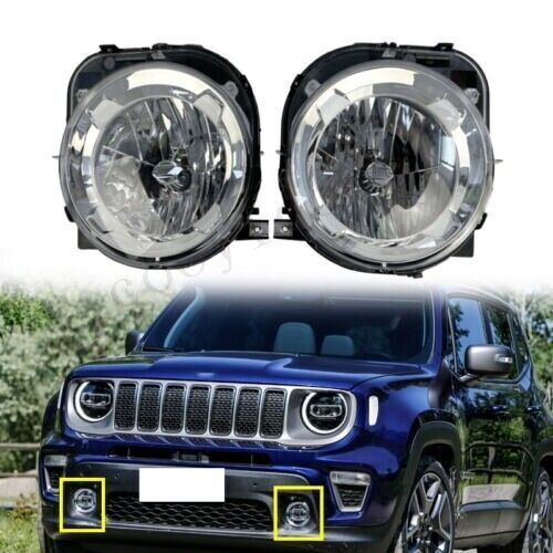 for Jeep Renegade 2015-2018 Pair Front Headlights Fog lamps Driver Passenger