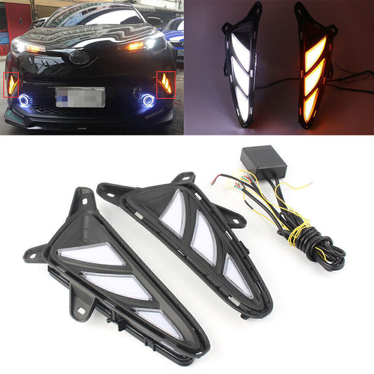 2x LED Daytime Running Light w/ Signal Dual Color Fit for Toyota CH-R CHR 2016 2017
