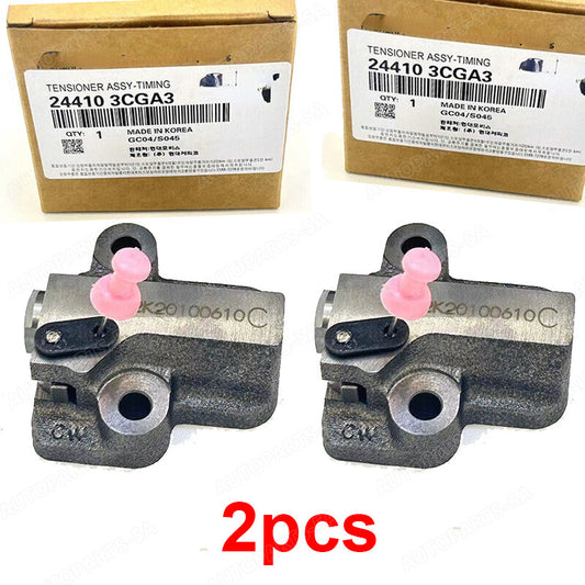 Paired engine timing chain tensioner 244103CGA3 suitable for 09-19 for Hyundai for Kia 3.3L and 3.8L engines.
