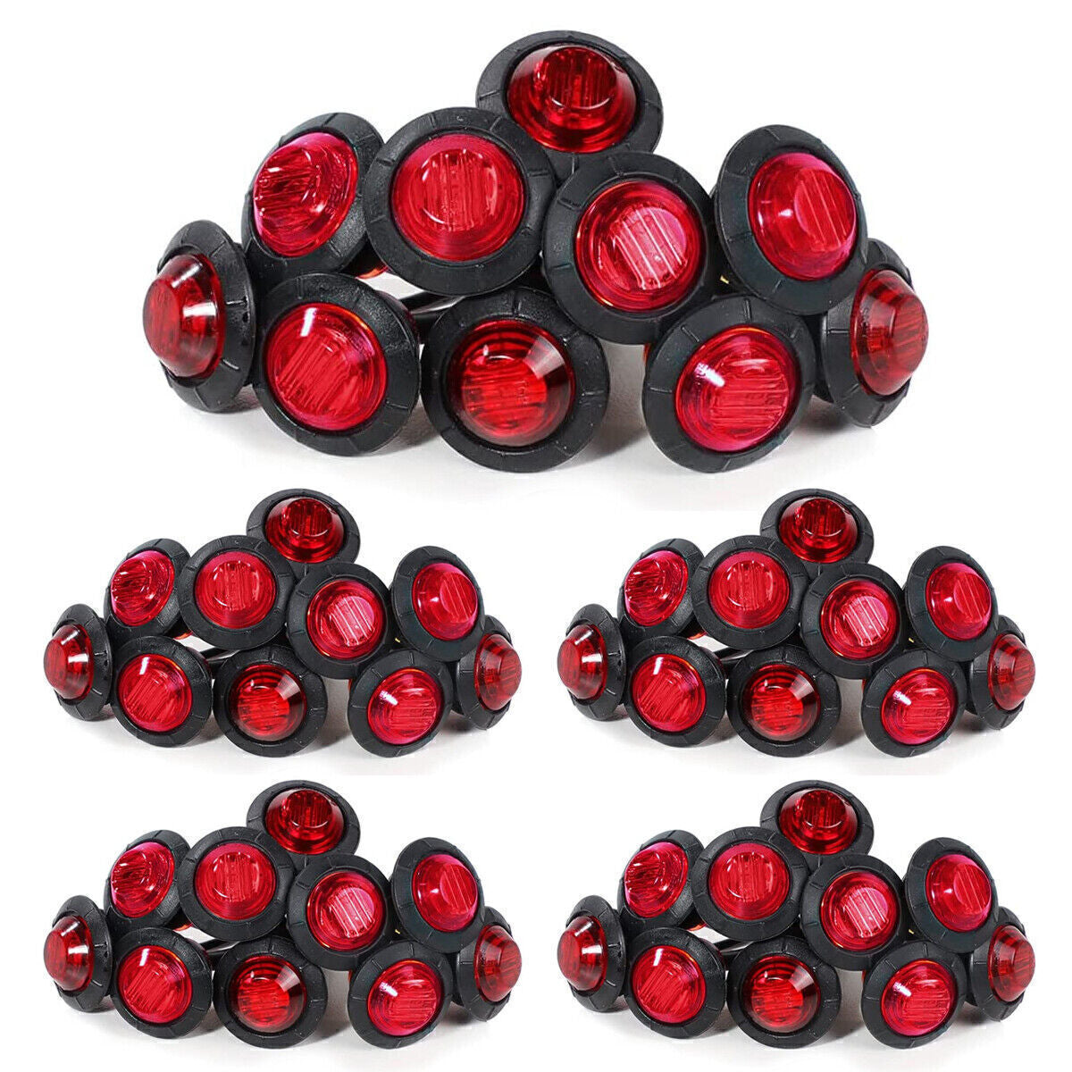 for Mini 3/4 Round Red LED Clearance Bullet Marker Lamp for Truck Trailer Bus