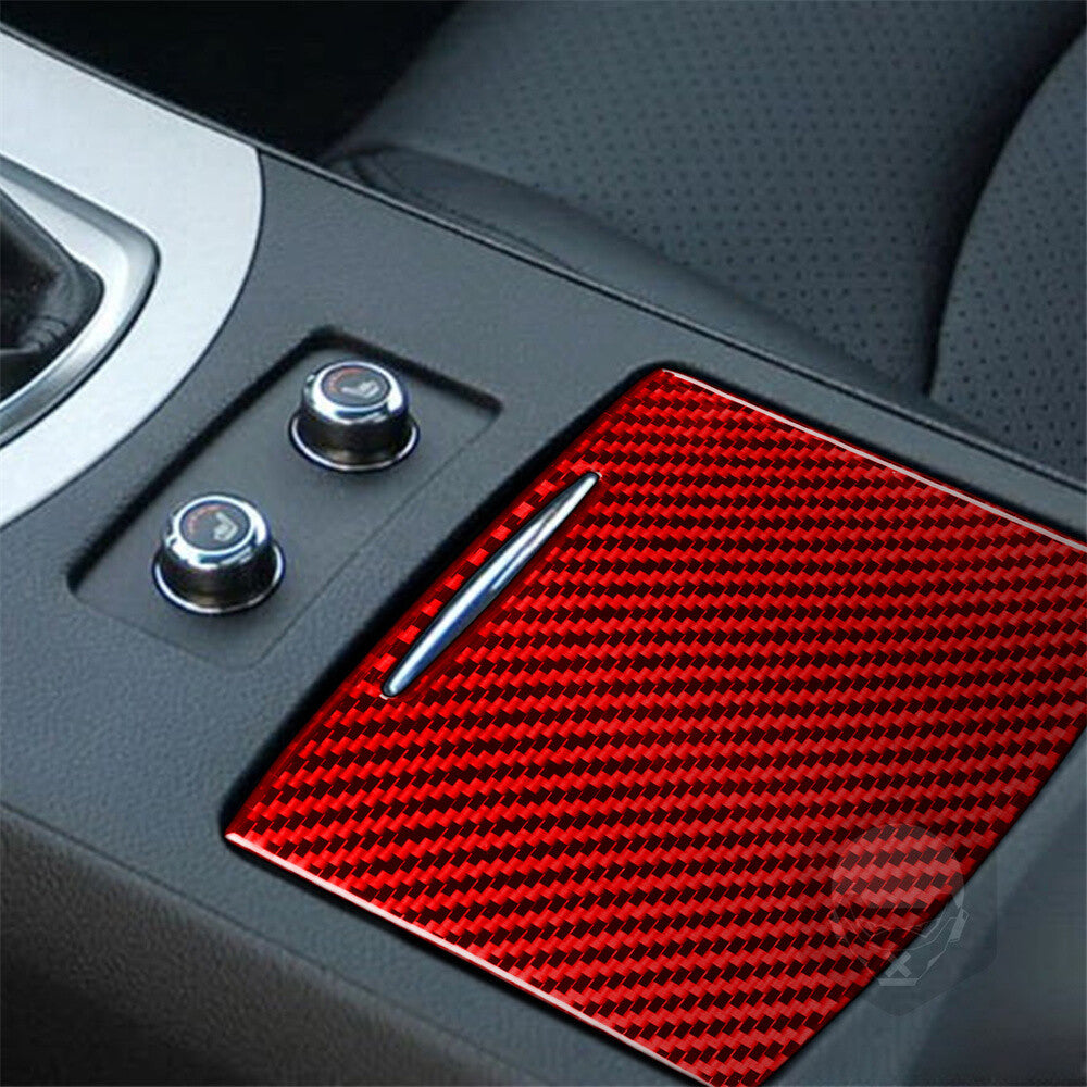 Red Carbon Fiber Interior Water Cup Holder Panel Trim for Infiniti G37 2007-2009