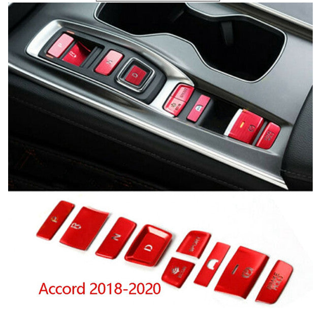 for Honda Accord 2018-2020 Red Interior Gear Shift Box Panel Button Cover Trim
