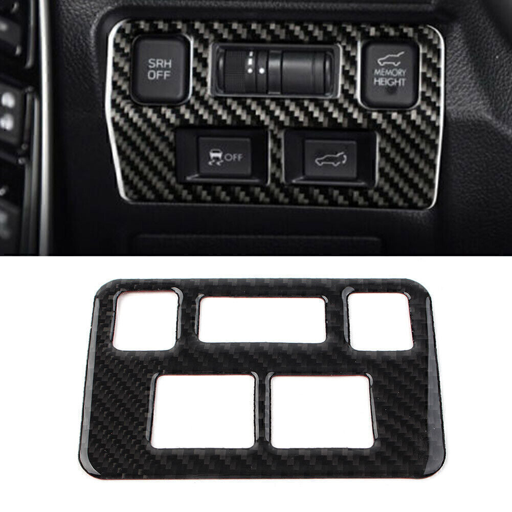 Carbon Fiber Headlight Button Frame Cover Trim for Subaru Forester 2013-2018