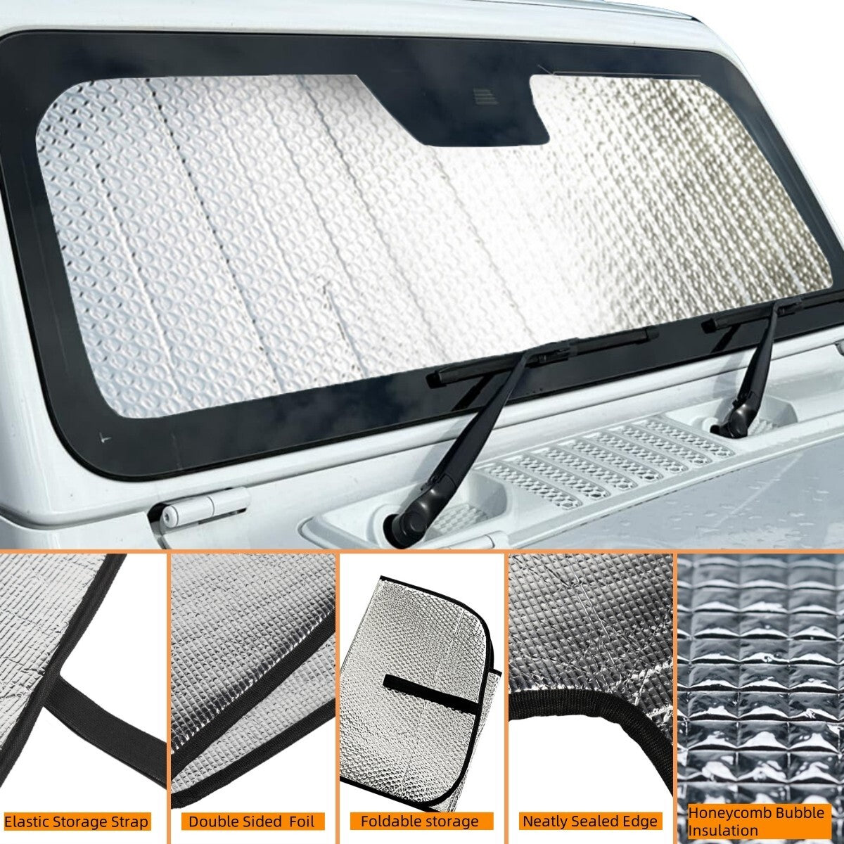 Front Windshield Sunshade Sun Visor Heat Shield for Jeep for Wrangler JL JT 2024 Up
