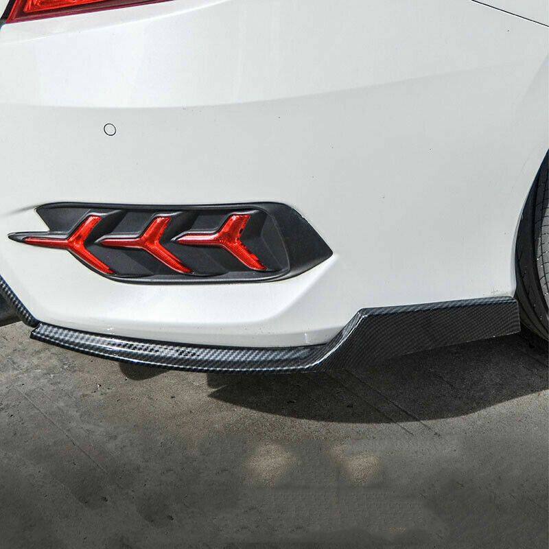 2PCS for Honda for Civic 19-2021 Carbon Fiber Rear Bumper Lip Diffuser Splitter Trim