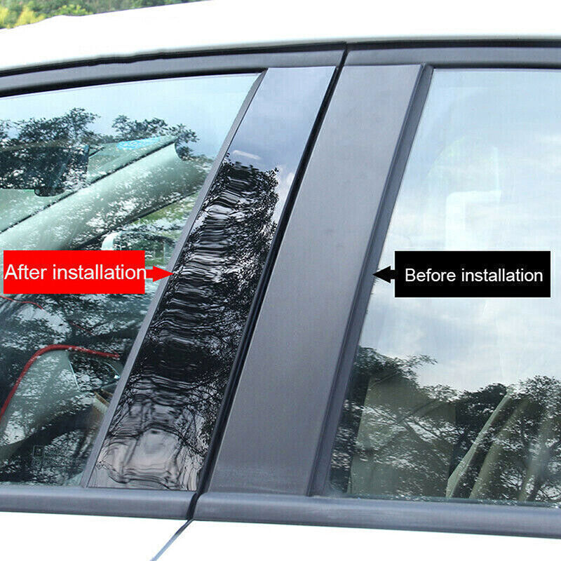 Piano Black Look Pillar Posts Door Window Strip Trim for Hyundai Sonata 2011-14