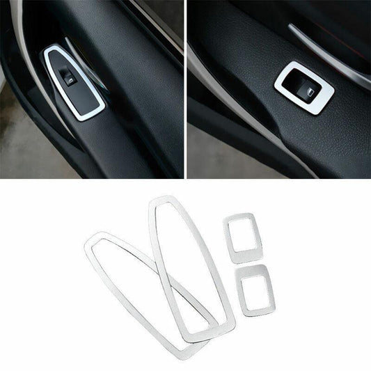 Window Lock Lift Panel Trim Frame for BMW 3 4 Series GT 2013-19 Silver Aluminum