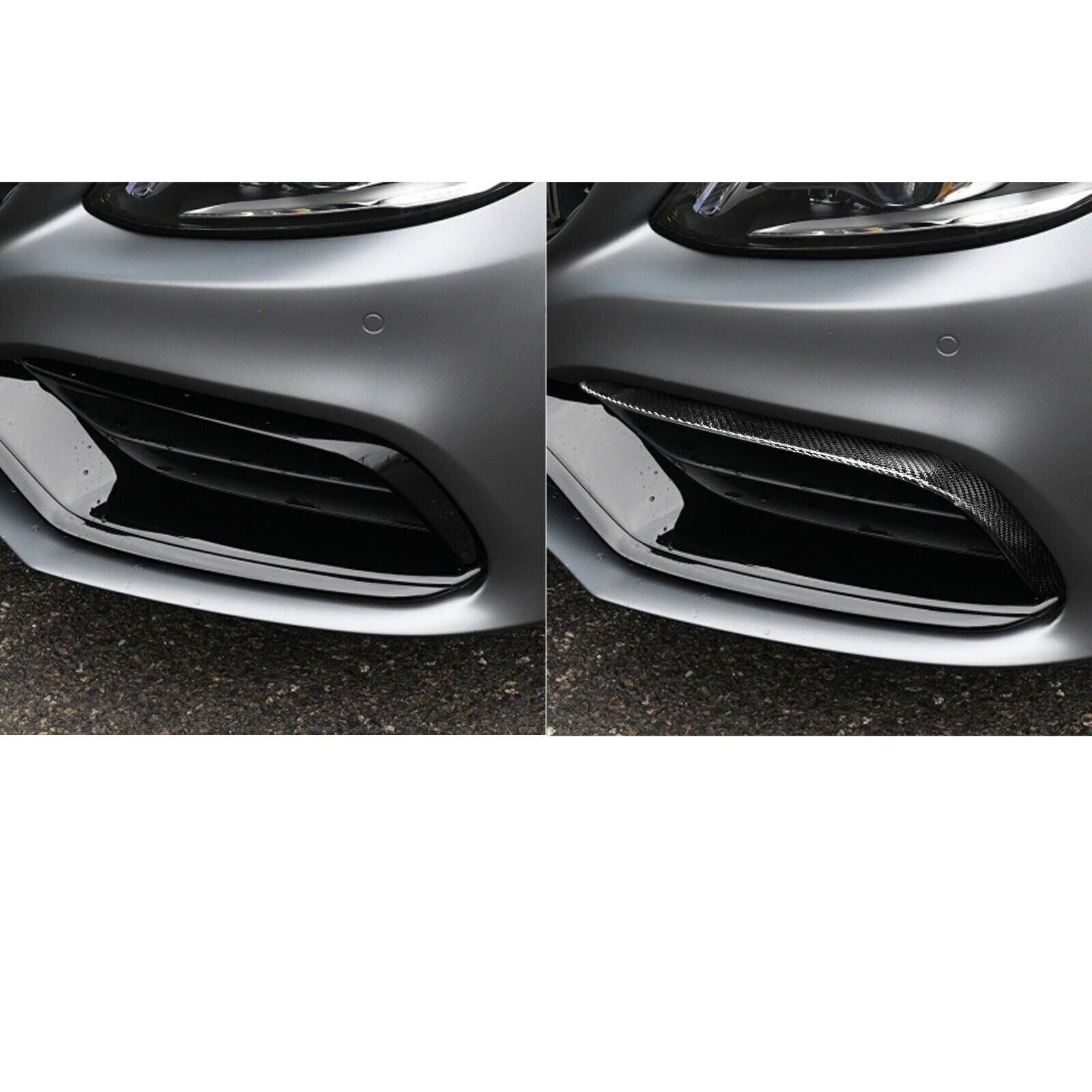 for Benz W205 S205 C63S AMG Carbon Fiber Front Bumper Spoiler Air Intake Cover