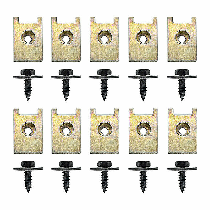 40x Metal Car Door Screw Body Fender Bumper Retainer U Nut Clips Gasket Fastener