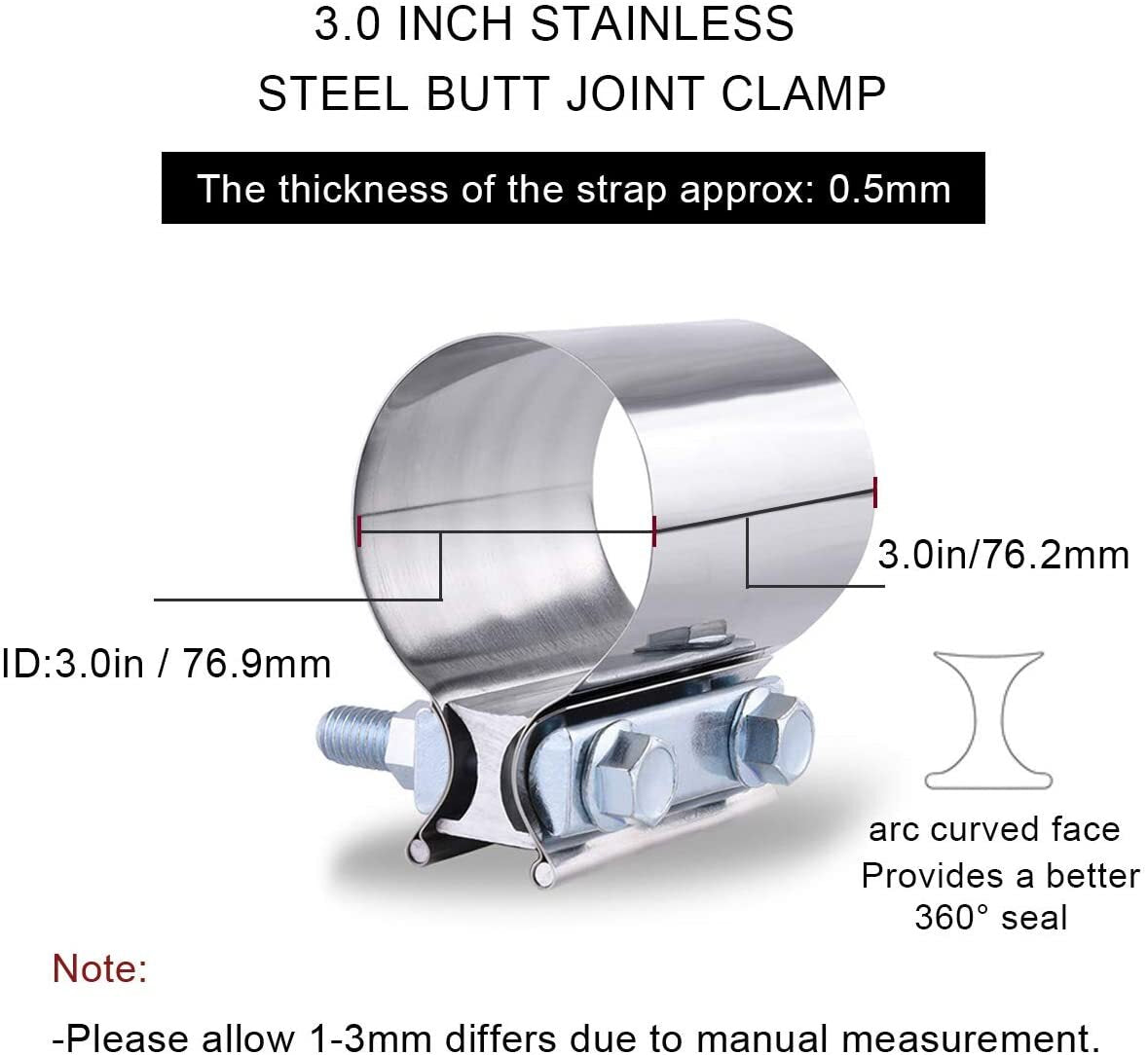 3-inch with clip, 2-piece 3-inch exhaust clip, 3-inch Butt combined exhaust clip for ducts
