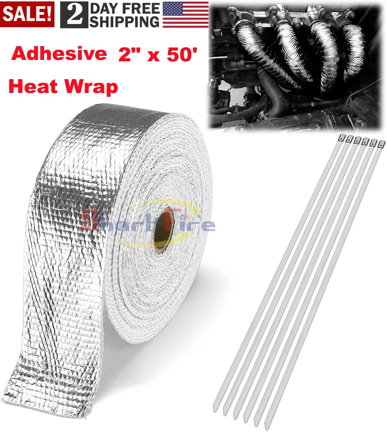 Adhesive exhaust pipe insulation heat packing 2 x 50 ft joint protection