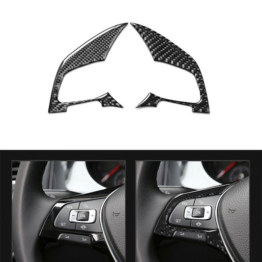 Carbon Fiber Steering Wheel Button Decorative Trim Cover for VW for Golf MK7 2014-19