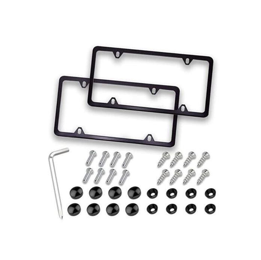 Car license plate frame cover cap, trunk ultra-thin metallic black, suitable  for ford