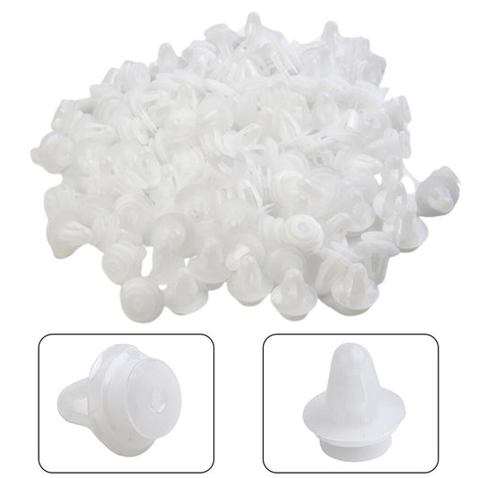100-piece pack of white plastic rivet retainers, push clips, 9mm hole car bumper mudguards