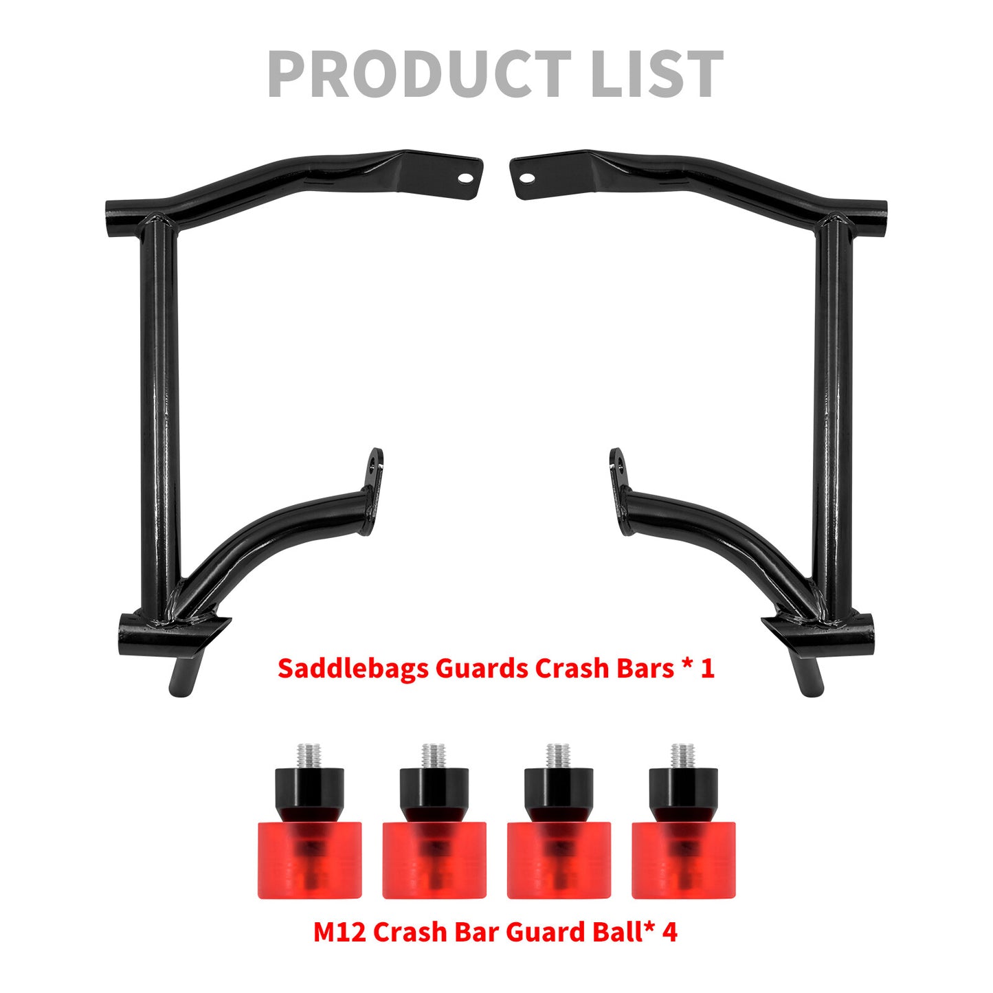 Saddlebag Guards Crash Bars w/ Red Guard Balls for Harley Road Electra Glide 09+