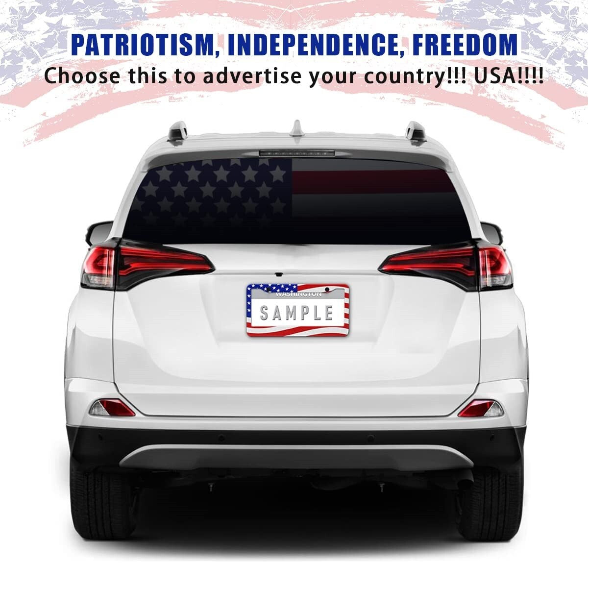 2PCS  for ford  F150 F250 F350 US Flag Patriotic Cab License Plate Tag Frame Cover