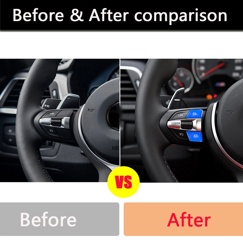 Red M1 M2 Steering Wheel Buttons for BMW F10 F30 F80 M3 F82 F83 M4 M Series 2Pcs