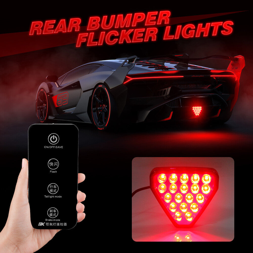 F1 Style 19LED Car SUV Rear Stop Tail 3rd Brake Lights Triangle W/Remote Control